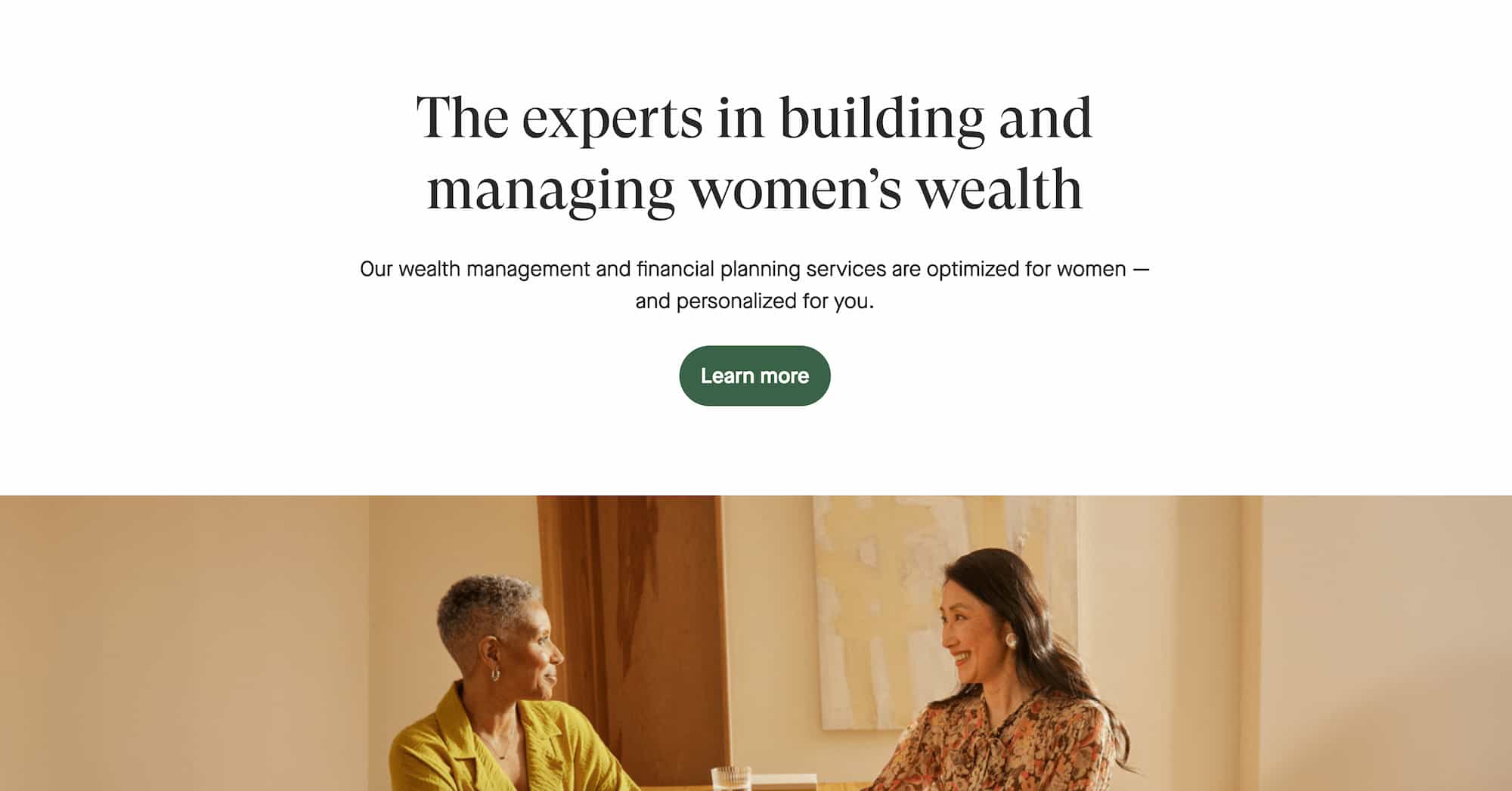 Ellevest homepage hero section. Ellevest homepage hero section.