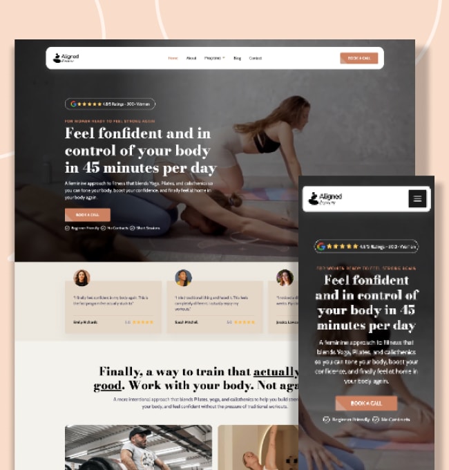 Aligned Femme Website Mockup