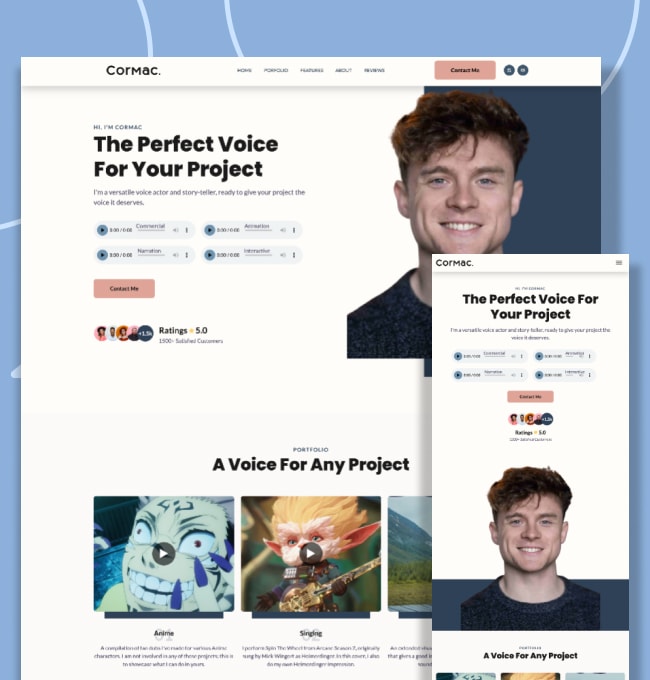 Cormac Portfolio Website Mockup