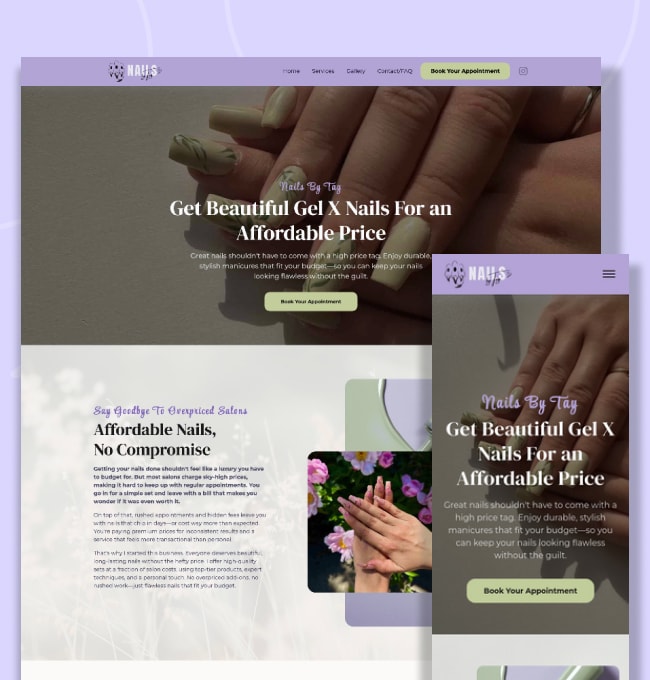 Nails By Tay Website Mockup